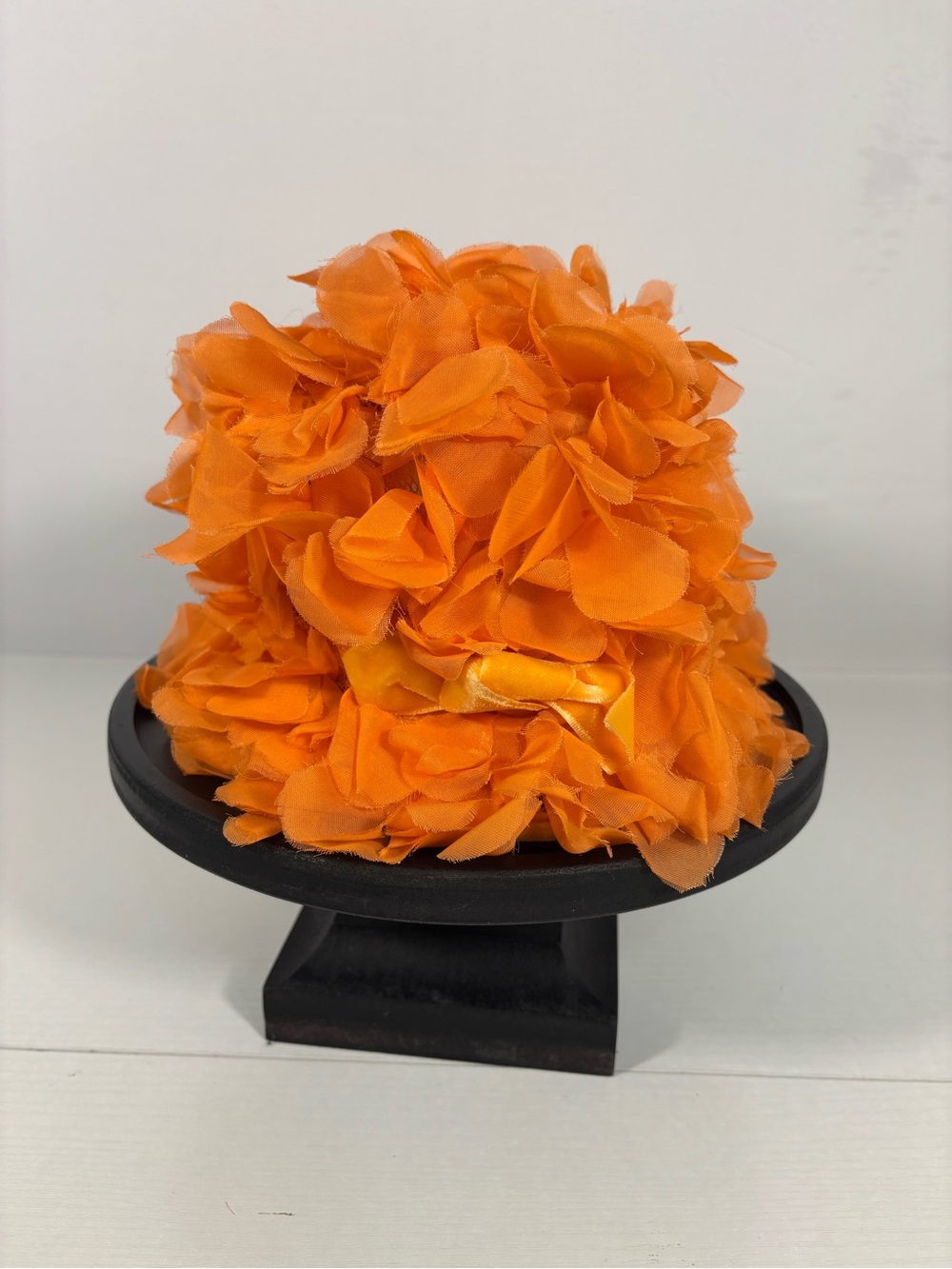 Vintage Orange Floral Petal Hat Union Made Dopamine Fashion Statement Piece